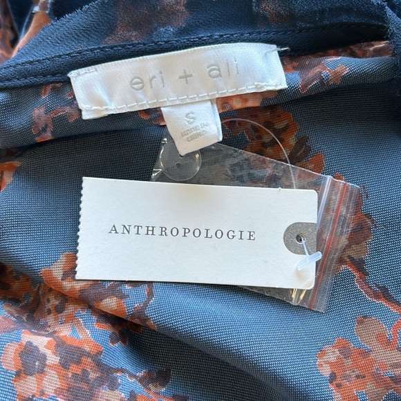 Anthropologie Eri and Ali Enya Velvet Burnout Wrap Dress Navy Blue Sz S NEW - Picture 11 of 14